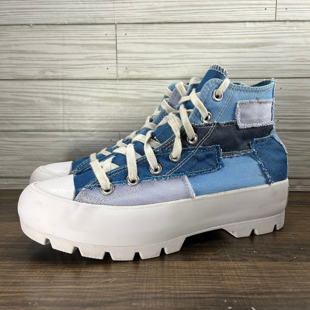 Converse Chuck Taylor All Star High Lugged Denim Patchwork Women's Shoes - W 7.5 - Picture 2 of 11